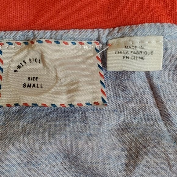 Postmark Anthro Drew Off the Shoulder Layered Reddish Orange Denim Top Size S - Picture 10 of 13